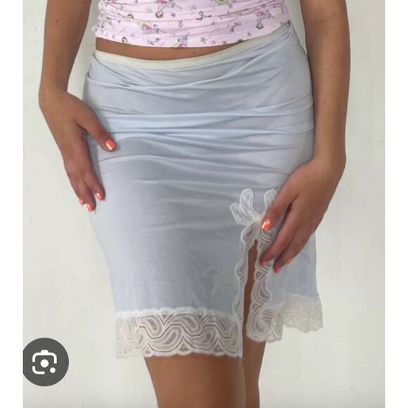 Maidenform Sweet Nothings Blue Lace Embellished Half Slip Small - Picture 9 of 9